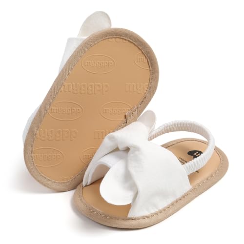 COSANKIM Infant Baby Girls Summer Sandals with Flower Soft Sole Newborn Toddler First Walker Crib Dress Shoes