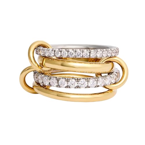 1 pièce de bagues empilables pour femmes, bague 4-anneaux multicouches plaqué or 18 carats, bague en zircone cubique hypoallergénique pour femmes et hommes, bague de...