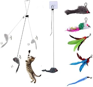 7PCS Self-Play Hanging Door Cat Toys for indoor Cats Kitten,Interactive Cat Toys for Hunting Exercising Eliminating -5 Replacements 2 Style Hanging