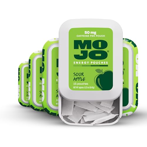 Image of MOJO Energy Pouches, 50 mg per Caffeine Pouch, 15 Pouches, 5-Pack (5-Pack, Sour Apple)