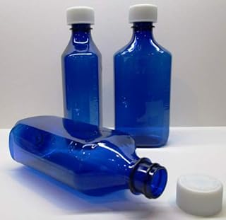 Graduated Oval Cobalt Blue 3 Ounce RX Medicine/Liquor Bottles w/Caps-Lot of 25-Pharmaceutical Grade-The Ones We Sell to Pharmacies, Hospitals, Physicians, Labs