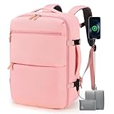 BAGROUPS Mochila Viaje Cabina Avion 45x36x20 Mochila De Viaje para Easyjet 32L Equipaje de Mano Maletas Portatil de 15.6 Pulgadas Impermeable con Puerto USB Hombre Mujer para Universidad Rosa