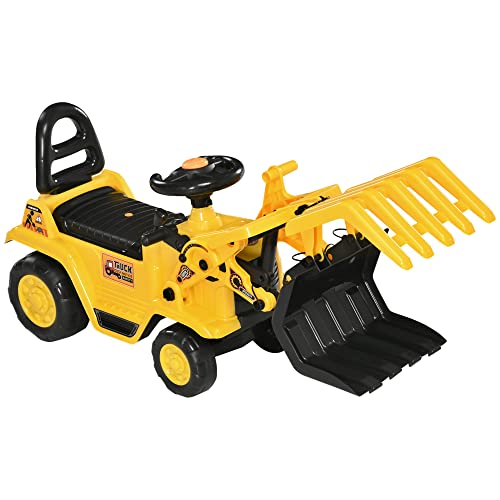 HOMCOM Tractor sin Pedales para Niños de +3 Años Excavadora Correpasillos con Pala...