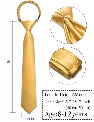 Boys Tie Solid Color Silk Satin Pre-tied Kids Necktie for Age 8-12 Adjustable Formal Wedding School Graduation4