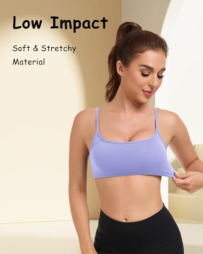 Image of QUOJIZY Sports Bras for Women Open Back Workout Tops for Women Yoga Bra Spaghetti Straps Twist Back