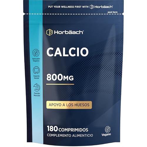 Calcio Carbonato 800mg | 180 Comprimidos Veganos | 400mg por comprimido | Calcium Carbonate | Horbaach