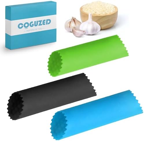 CoguZed 3pcs Silicone Garlic Peeler Tube Roller, Effortless Skin Remover, Garlic Roller, Garlic Rocker, Easy-Clean for Kitchen, Premium Durable Design