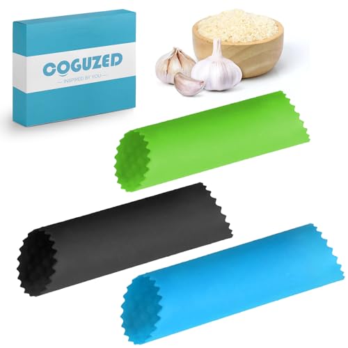 CoguZed 3pcs Silicone Garlic Peeler Tube Roller, Effortless Skin Remover, Garlic Roller, Garlic Rocker, Easy-Clean for Kitchen, Premium Durable Design