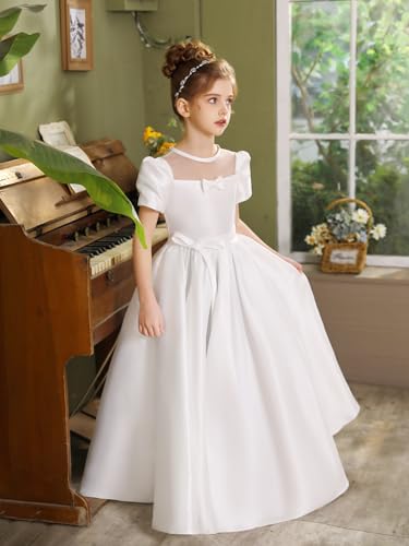 Flower Girl Dresses for Wedding Elegant Satin First Communion Dress Princess Pageant Party Ball Gown for Girls2