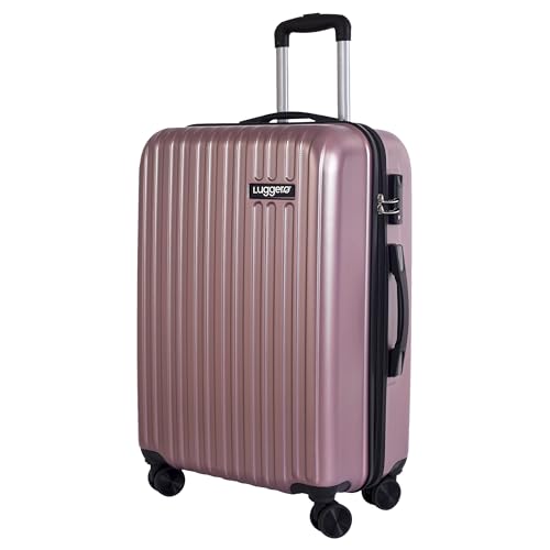 Image of Luggero- Classic Light-Weight & Durable Polycarbonate Rose Gold Unisex Hard Luggage| Large - 71cm|8 Smooth Spinner TPV Wheels Outer Combi Lock | Trolley Bag