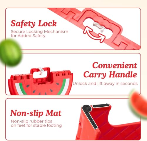 Image of Premium Folding Step Stool for Adults and Kids Non-Slip Folding Stools with Portable Handle, Compact Plastic Foldable Step Stool for Bathroom,Bedroom, Kitchen (Watermelon RED)