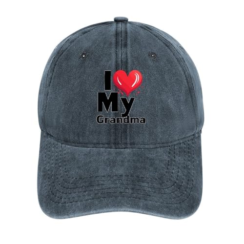 Gorra de béisbol con texto en inglés 'I Love My Grandma' para hombre y mujer, gorra de mezclilla ajustable, Navy-style, Talla única