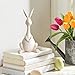 Pawliss Easter Decorations Bunny Decor: White Resin Rustic Rabbit Figurine with Long Neck Big Belly, Vintage Easter Bunny Statue for Spring Easter Home Office Table Decor, Party Supplies Gifts