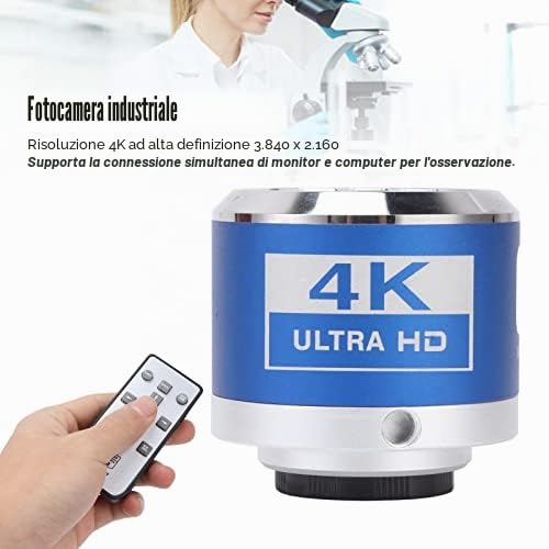 Fotocamera per Microscopio, Fotocamera per Microscopio Video Digitale Elettronico Industriale 4K 1080P HDMI con Telecomando, Sensore CMOS Ad Alta sensibilità, Fotocamera (Spina