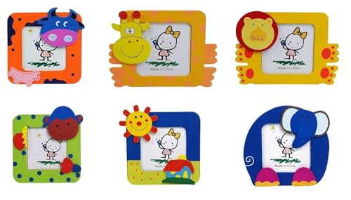 Crackles Beautiful Wood Cute Cartoon Photo Frames For Children Birthday Party Return Gift (Pack Of 12 )