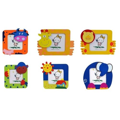Crackles Beautiful Wood Cute Cartoon Photo Frames For Children Birthday Party Return Gift (Pack Of 12 )