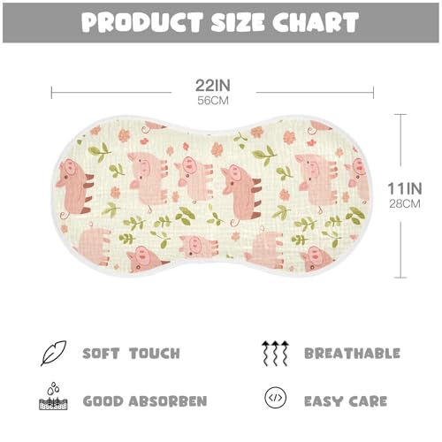 Cartoon Cute Pigs Leaves Cotton Burp Cloths Easy Care Feed Cloth for Unisex boy and Girl Set of 2, 22x11in4