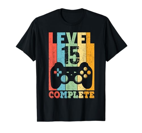 15 Años Cumpleaños Niño Niña Chico Chica Regalo Level 15 Camiseta
