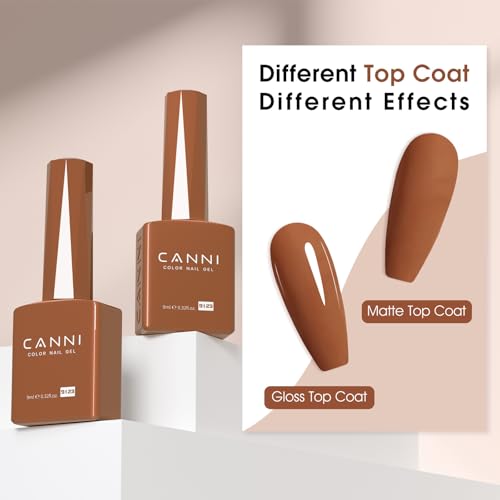 Image of CANNI 9ml Caramel Coffee Brown Gel Nail Polish, High Gloss UV LED Soak Off