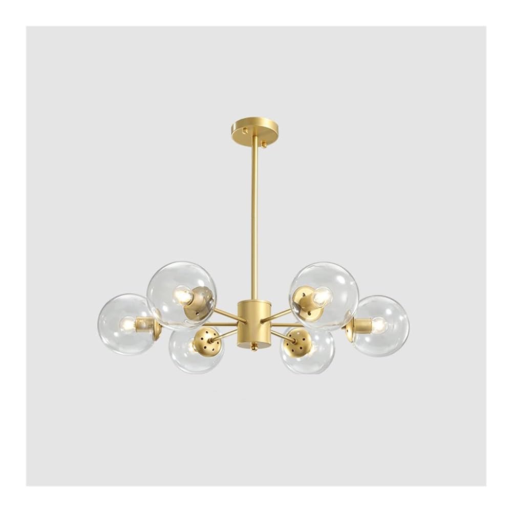 Lustre doré moderne avec globes en verre à bulles pour éclairage doux