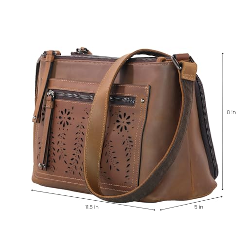 Concealed Carry Brynlee Distressed Leather Crossbody, Medium Brown CCW Bag2