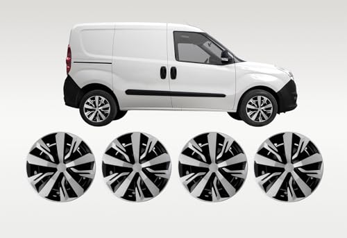 Darfox 15” Wheel Trims – Set of 4 Hub Caps for Cars & Panel Vans – Fit 15 inch Steel Rims – Peugeot, Citroen, Renault, VW, Ford (absb)
