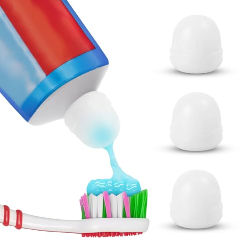 3 Pack Self-Closing Toothpaste Caps - No Mess Silicone Toothpaste Dispenser for Kids & Adults - Self-Sealing Toothpaste Squeezer Topper for Clean Bathroom Counter - Easy Install Bathroom Accessories