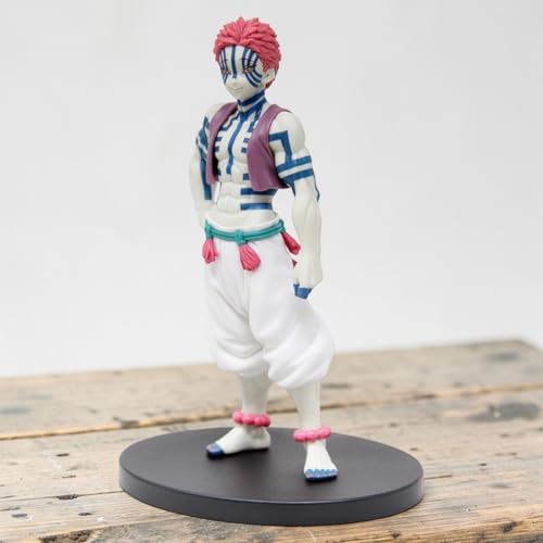 Image of Demon Slayer Akaza Collectible Action Figure, Standing Pose, Pink Hair, White Outfit, 15cm Height