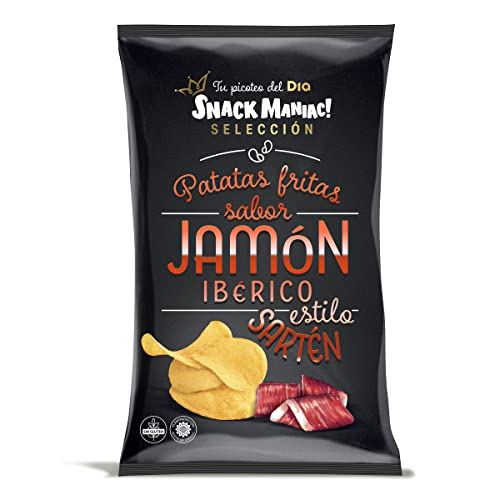 DIA SNACK MANIAC patatas fritas sabor jamón ibérico a la sartén bolsa 130 gr