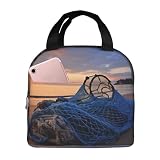 YKJJFVZ Fishing Netc Print Camping Lunch Box,Work Lunch Box Insulated,For Work,Picnics,And Outdoor Activities