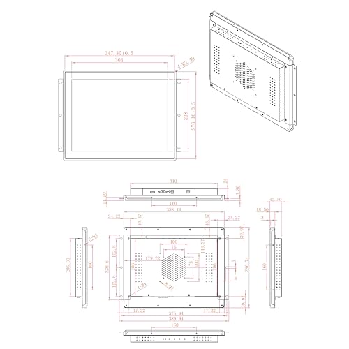 Image of VSDISPLAY 15'' 1024x768 Industrial Touch Monitor IP65 Front Waterproof | IPS LCD Display,4:3 Aspect Ratio,10-Point Capacitive Touch, with H /D VGA Interface for Industrial Outdoor Kiosk Use