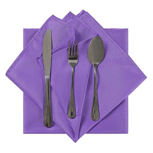 Cloth Napkins 17X17 Inch Washable Polyester Dinner Napkins Soft Table Napkins For Wedding Party Dining Banquet(Purple,12Pcs) #TOP3