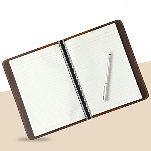 Ringsun Leather Notebook Hard Cover, Moleskin Cahier Cover, Refillable Journal Cover For (7.5 X 9.85 In) W/Tipico Strap, Book Cover Office & Work Essentials #TOP2
