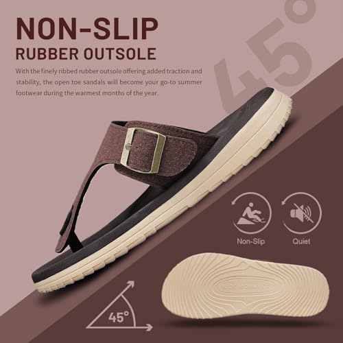 Mens Thong Sandals Adjustable Buckles Open Toe Summer Beach Flip Flops for Men, Soft Cushion Arch Support4