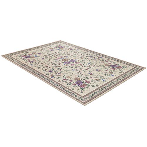 TALETA Aegean Teppich Orientalisch Aubusson mit Blumenmuster Border Wohnzimmer Beige 120x170cm – Bild 4