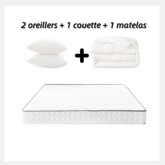 Matelas 140x200 avec 2 Oreillers 60x60CM et 1 Couette 220x240CM Ensemble