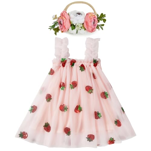 Image of Durio Tutu Dresses for Toddler Girls Birthday Outfit Girl Baby Girl Tulle Dress Infant Dress with Flower Headband