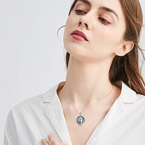 Poplyke 925 Sterling Silver Classic Sea Mermaid Crescent Moon Necklace With Abalone Shell Pendant Birthday Gifts Jewelry For Girls Daughter Women #TOP1