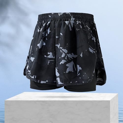 Image of Cambkatl 2 in 1 Men's Athletic Swim Trunks Quick Dry Board Shorts Elastic Waist Beach Swimwear with Compression Liner