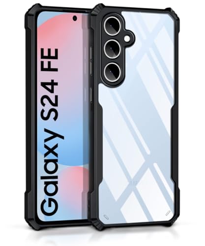 WOW IMAGINE Shock Proof Clear Protective Back Case for Samsung Galaxy S24 FE – AirEDGE Technology | 360 Degree Camera Protection | Transparent Hybrid Back Case Mobile Cover – Black- Best and cheap mobile covers in India