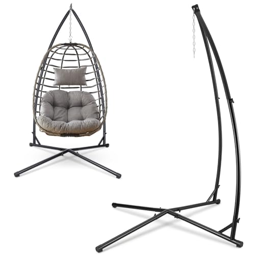 Izrielar Hängesessel Gestell Hängemattengestell aus Metall Hängesessel-Ständer 150kg für Hängesessel im Innenbereich Schlafzimmer Garten (L x W x H)120 x 120 x 210cm