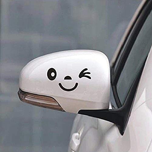 2 Pcs Smiley 3D Mini Car Rearview Mirror Decal (Black) #TOP2