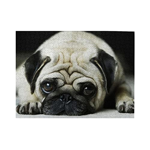 かわいいパグ Dog 人気ジグソーパズル500ピース木製ジグソーパズル不安とストレス解消パズルpuzzle知育玩具賢くなる大人と子供への最高ギフト38x52cm