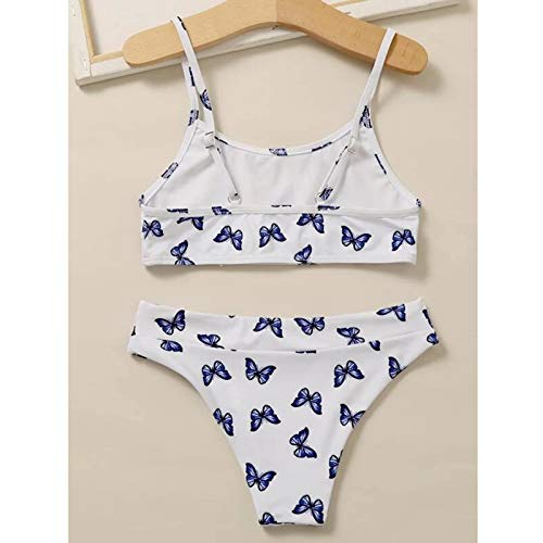 Mercatoo Conjunto de biquíni para meninas adolescentes, moda com estampa de borboleta, babados, roup