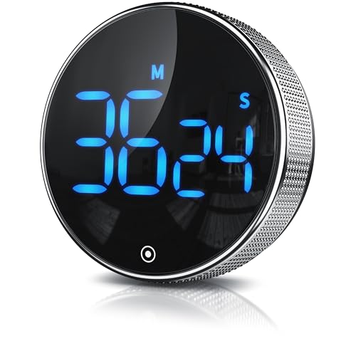 CSL - Küchentimer Eieruhr digital magnetisch – großes LED Display – Kurzzeitimer – Countdown und Countup – Küchenuhr mit Restzeitanzeige – Alarmton einstellbar 70/85 db(A) – Silber