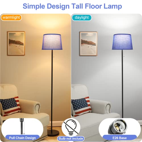 Floor Lamp For Living Room, Modern Standing Lamps With Tc Shade, Simple Design Pole Lamps Tall Floor Lamp For Bedroom, Living Room, Office, Reading, Blue Shade, E26 Base, Bulb Not Included #TOP1
