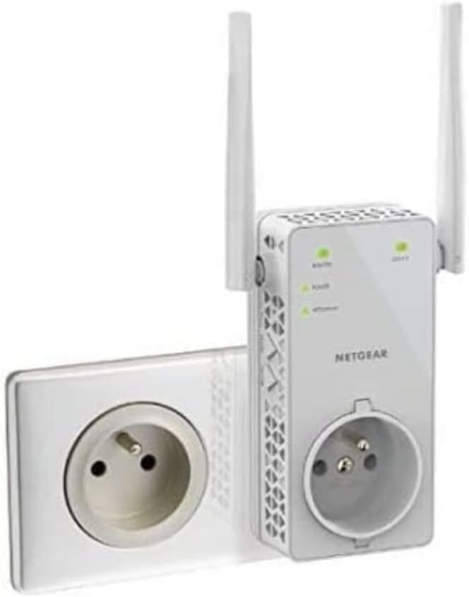 NETGEAR Répéteur WiFi (EX6130), Amplificateur WiFi AC1200, WiFi Booster, jusqu'à 90m² et 20 appareils, repeteur WiFi puissant , Prise de Courant Intégrée, compatible toutes Box