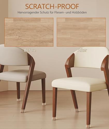 Image of 16 Pcs Chair Leg Protector, Chair Leg Floor Protector Caps with Felt Pads, Furniture Leg Caps for Wooden Chair, Reduce Noise