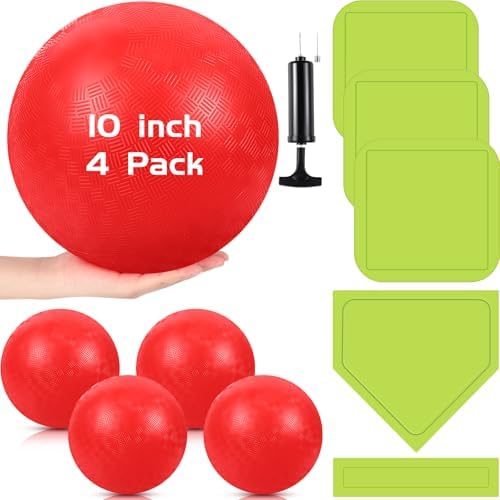 Hiboom 16 Pcs Sports Kickball Set for Kids Adults, 10 Inch