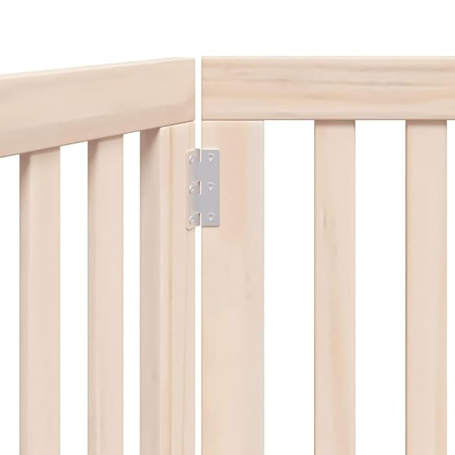 Foto 5 de 8 de vidaXL Puerta para Perros Plegable 2 Paneles Madera de álamo 160 cm, Puerta para Mascotas